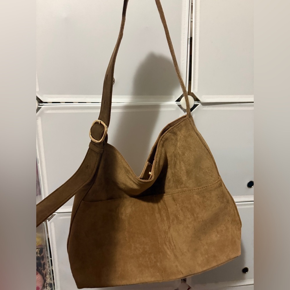 Primark Faux Suede Tan Hobo Slouch Shoulder Bag NWOT